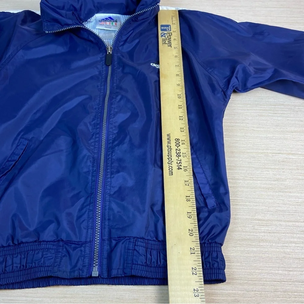 Adidas Blue Windbreaker Jacket Full Zip Mesh Lined Size Youth M